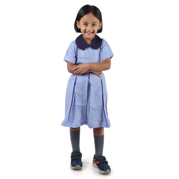 Blue Checks Cotton Kids School Uniform - Image 3