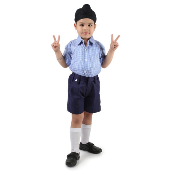 Blue Checks Cotton Kids School Uniform - Image 2