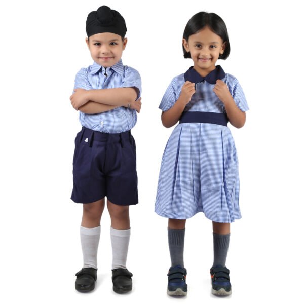 Blue Checks Cotton Kids School Uniform - Image 6