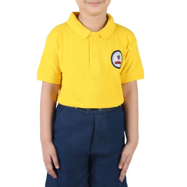 Yellow cotton T-Shirt and Denim kids School Uniform - Image 3