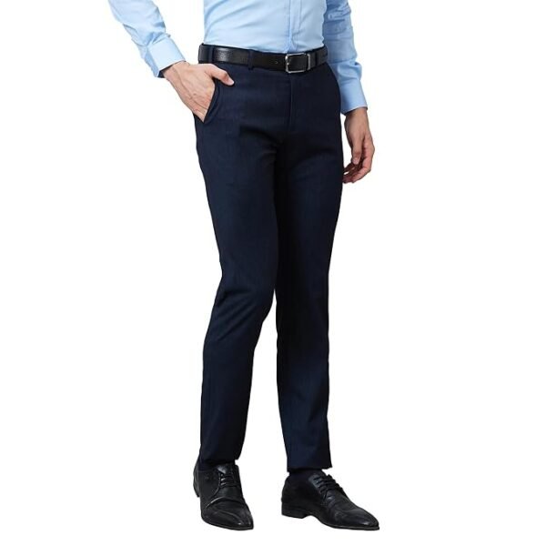 Navy Blue Cotton Full Pant for Men - Image 5