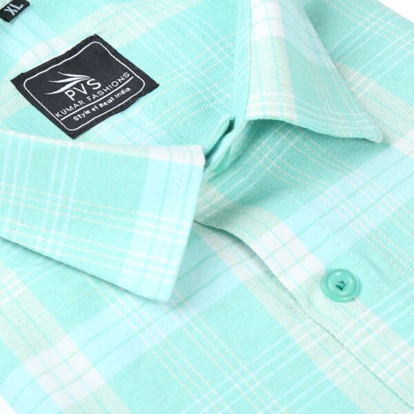 Stylish Green Checks Casual Shirt For Men (Pack of 1) - Image 2